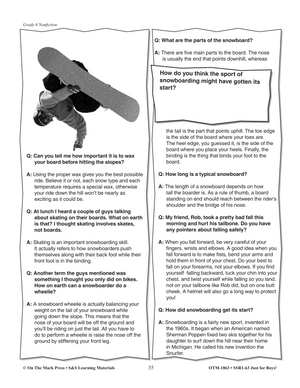 Reading Comprehension Activities For Boys: Non-Fiction Grade 6