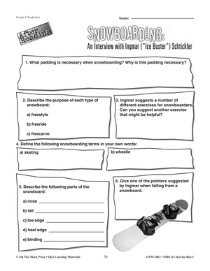 Reading Comprehension Activities For Boys: Non-Fiction Grade 6