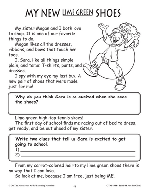 Reading Comprehension Activities For Girls: Fiction Grade 2
