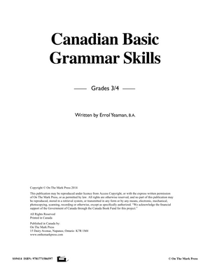 Canadian Basic Grammar Skills Workbook Grades 3/4