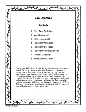 Zoo Animals Grades 1-2