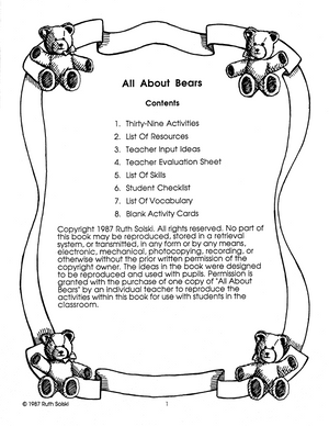 All About Bears Grade 1-2