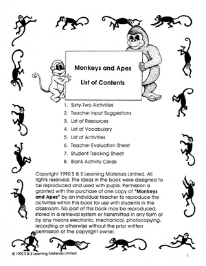 Monkeys and Apes Grades 4-6