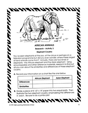 African Animals Grade 4-6