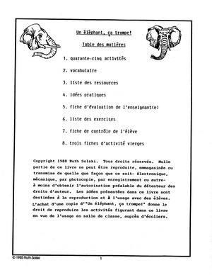 Un elephant, ca trompe! 4e à 5e année