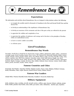 Lest We Forget Grades 4-6 (Remembrance Day)