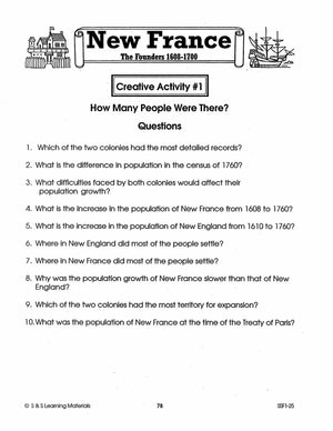New France Part I: The Founders 1608-1700 Grades 7-8