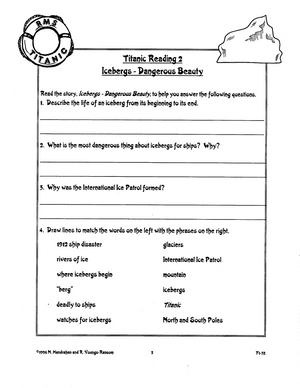 The Tragedy of the Titanic Grades 7-8