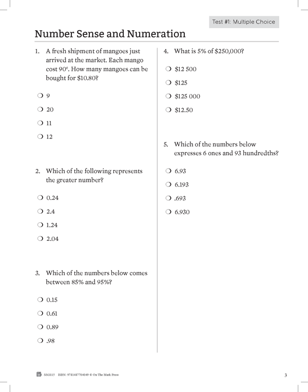 Ontario Grade 6 Math Test Prep Guide