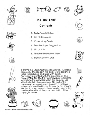 The Toy Shelf Grades Prek-K