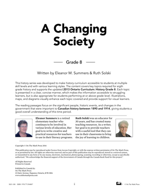 Canada: A Changing Society 1890-1914 Grade 8 Hi/Lo