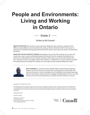 Living and Working In Ontario Grade 3 Ontario Social Studies Curriculum