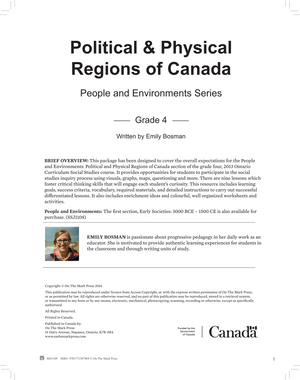 Political & Physical Regions of Canada Grade 4 Ontario Social Studies