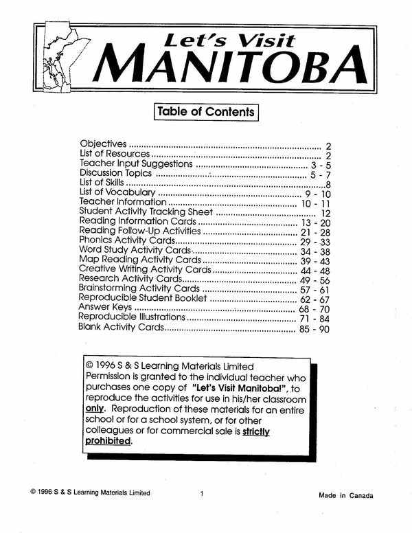 Let's Visit Manitoba Grades 24
