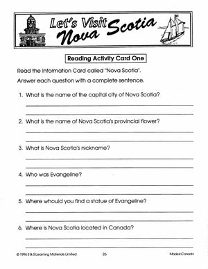 Let's Visit Nova Scotia Grades 2-4