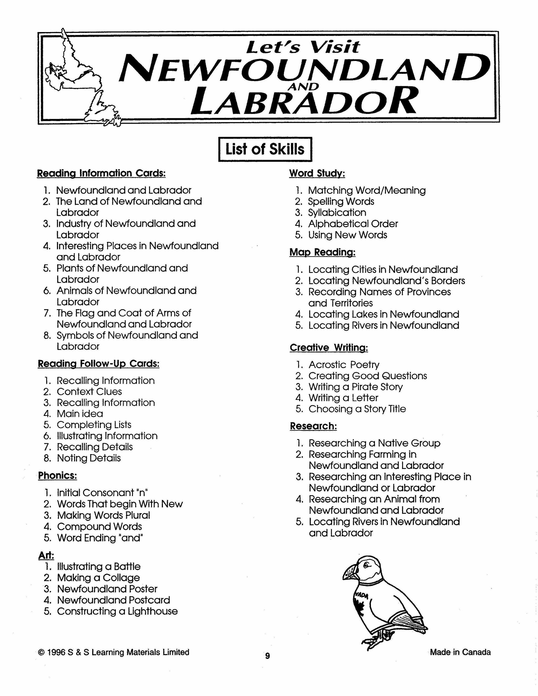 Let's Visit Newfoundland & Labrador Grades 2-4