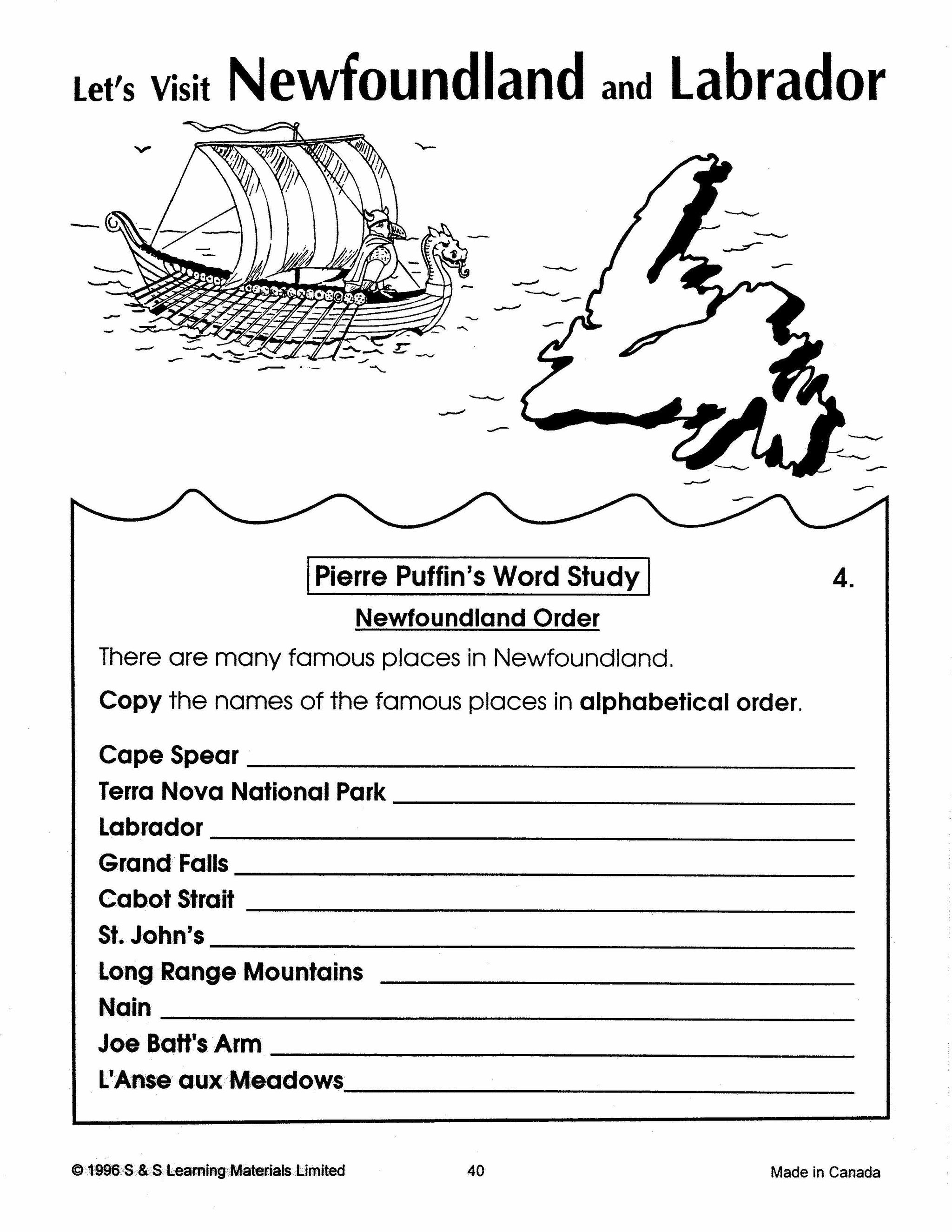 Let's Visit Newfoundland & Labrador Grades 2-4