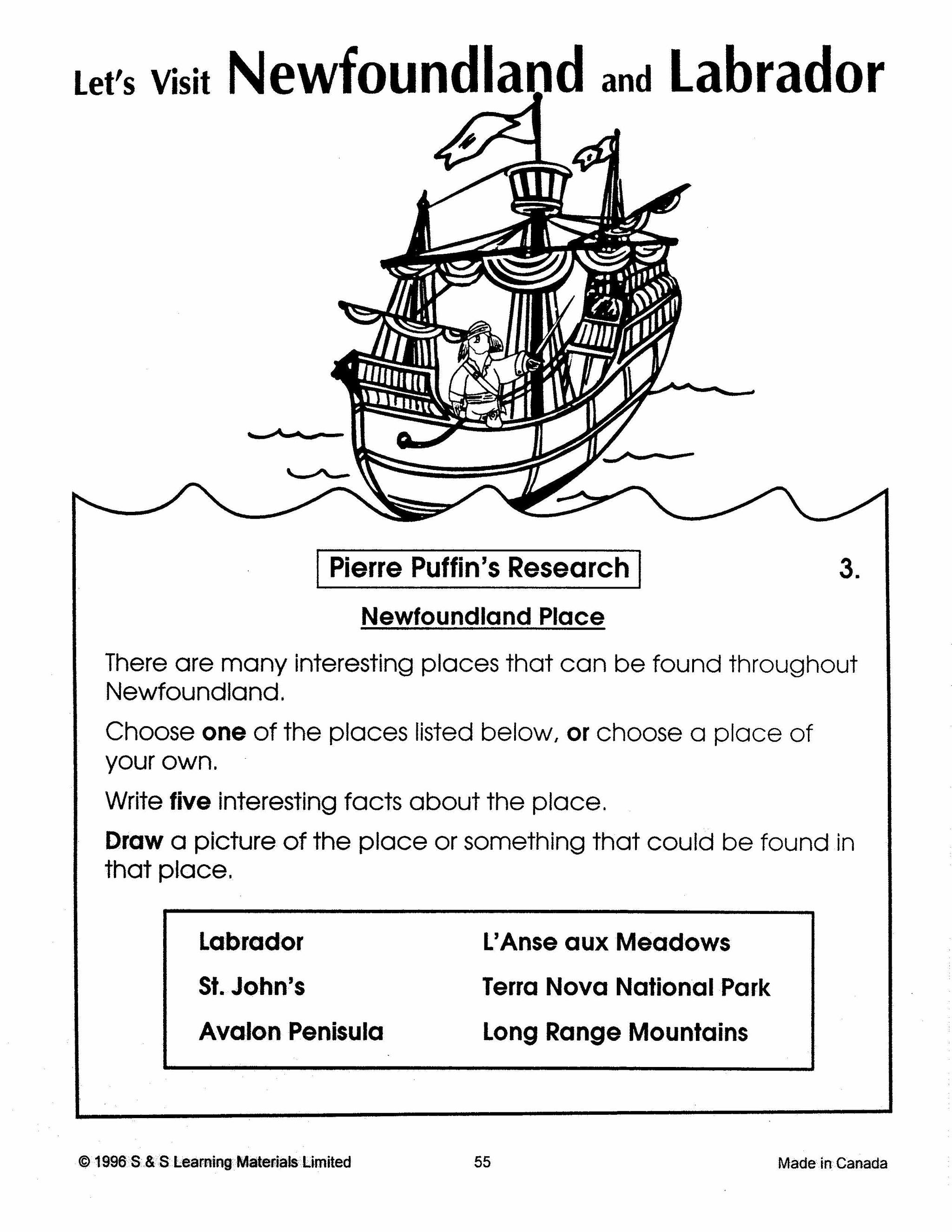 Let's Visit Newfoundland & Labrador Grades 2-4