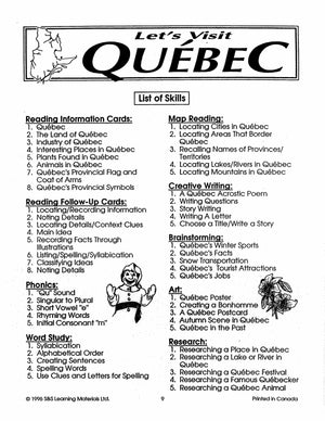 Let's Visit Quebec Grades 2-4