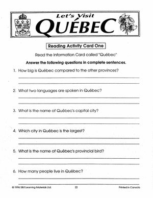 Let's Visit Quebec Grades 2-4