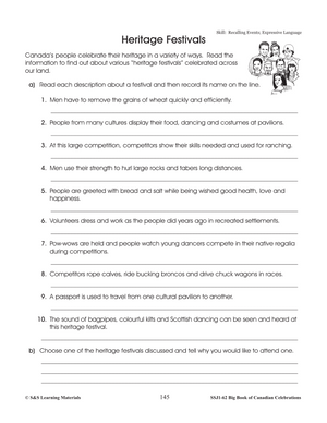 Heritage Festivals Gr. 4-6 Lesson and Activity