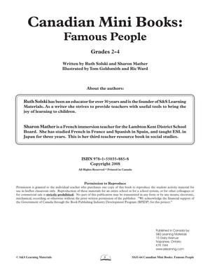 Canadian Mini-Books: Famous People Grades 2-4 Canadian History