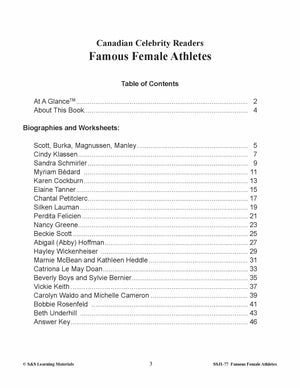 Famous Canadian Female Athletes Non Fiction Reading Grades 4-8