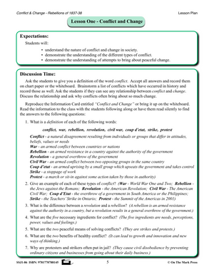 Conflict & Change - Rebellions of 1837-38 Grades 7-8 Upper & Lower Canada