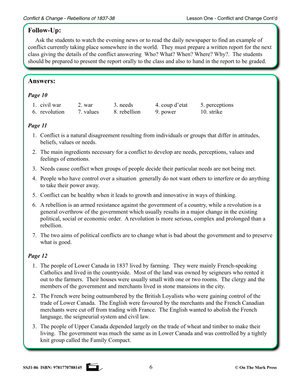 Conflict & Change - Rebellions of 1837-38 Grades 7-8 Upper & Lower Canada