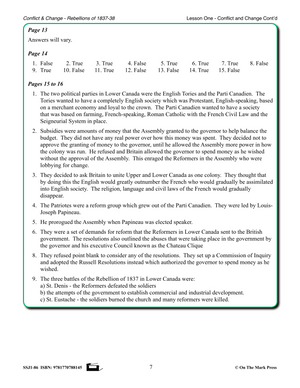 Conflict & Change - Rebellions of 1837-38 Grades 7-8 Upper & Lower Canada