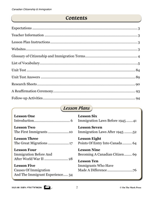 Canadian Citizenship and Immigration Lessons Grades 4-8