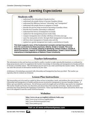 Canadian Citizenship and Immigration Lessons Grades 4-8