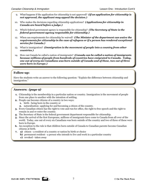 Canadian Citizenship and Immigration Lessons Grades 4-8