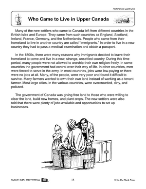 Early Settlers in Upper Canada Grades 2-4