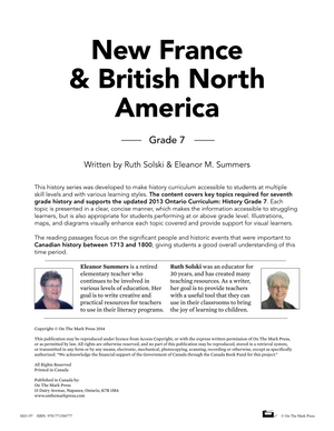 New France & British North America 1713-1800 Grade 7 High Interest/Low Vocabulary