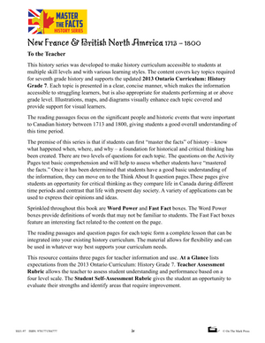 New France & British North America 1713-1800 Grade 7 High Interest/Low Vocabulary