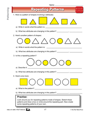 Canadian Patterning Lesson Plans & Activities Grade 3