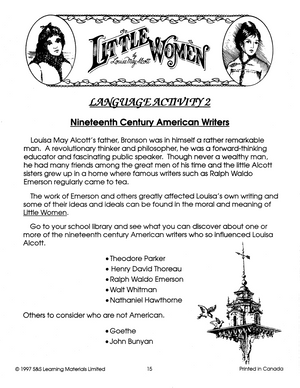 Little Women, by Louisa May Alcott Novel Study Guide Gr. 7-8