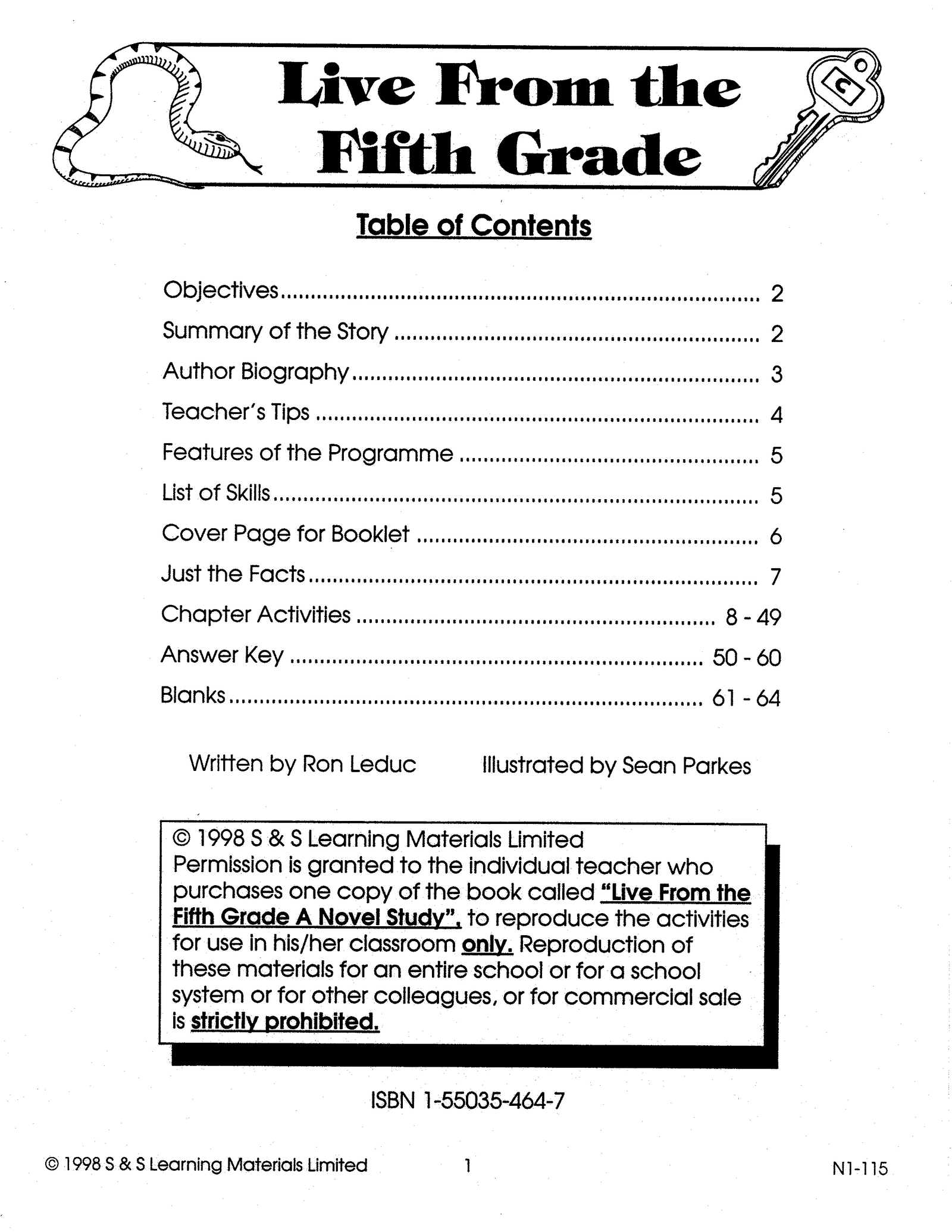 Live From The Fifth Grade: Novel Study Guide Gr. 4-6