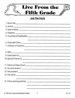 Live From The Fifth Grade: Novel Study Guide Gr. 4-6