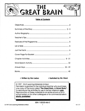 Great Brain: Novel Study Guide Gr. 4-6