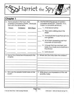 Harriet The Spy: Novel Study Guide Gr. 4-6