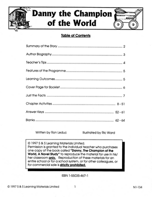 Danny Champion of the World: Lit Link/Novel Study Guide Gr. 4-6