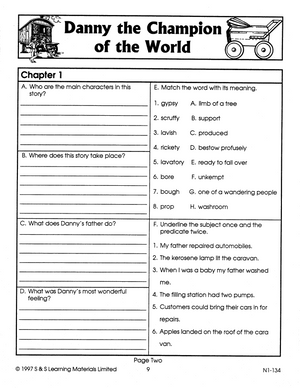 Danny Champion of the World: Lit Link/Novel Study Guide Gr. 4-6