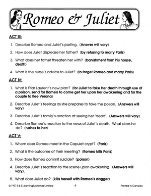 Romeo & Juliet, by William Shakespeare Lit Link/Novel Study Grades 7-8
