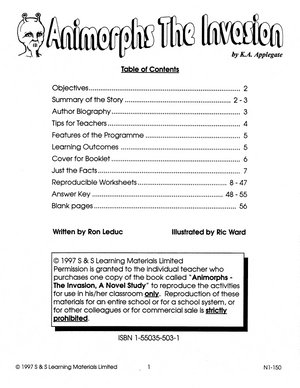 Animorphs The Invasion: Novel Study Guide Gr. 4-6