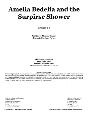 Amelia Bedelia and the Surprise Shower: Novel Study/Lit Link Guide Gr. 1-3