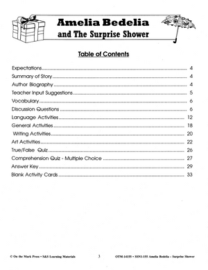 Amelia Bedelia and the Surprise Shower: Novel Study/Lit Link Guide Gr. 1-3