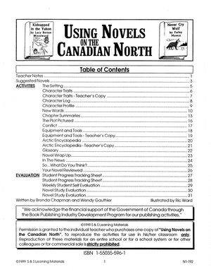 Using Canadian Novels North - "A Guided - Independent Novel Study" Grades 7-9