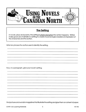 Using Canadian Novels North - "A Guided - Independent Novel Study" Grades 7-9